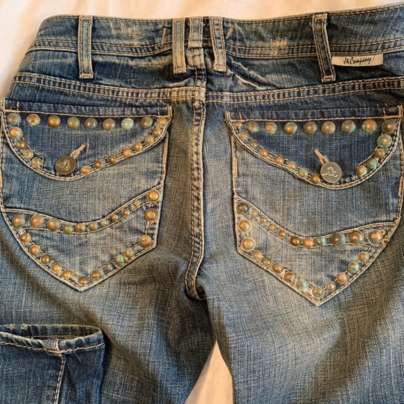 J & Company size 27” acid washed jeans. Patina buttons slight bell bottoms - Picture 5 of 8